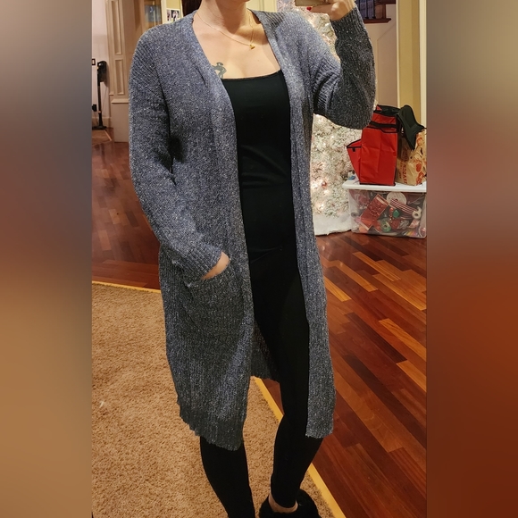 Denim Blue Open Knit Cardigan - Picture 9 of 9